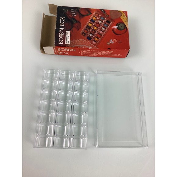 Vintage Bobbin Box 21 compartments see through box NEW old stock - Picture 7 of 7